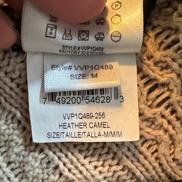 EUC BCBGMaxAzria Beige Cable Knit Cowl Neck Sweater Oversized Long Back - Picture 6 of 7